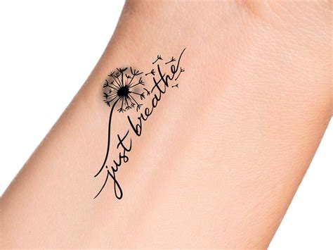 dandelion tattoos with words|just breathe dandelion tattoo.